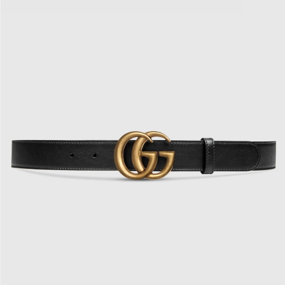 Leather Gucci belt with double G buckle